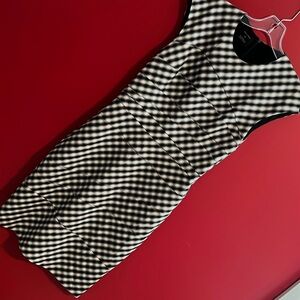 Narciso Rodriguez for Barneys New York Black & White Plaid Wool Sheath Dress 6